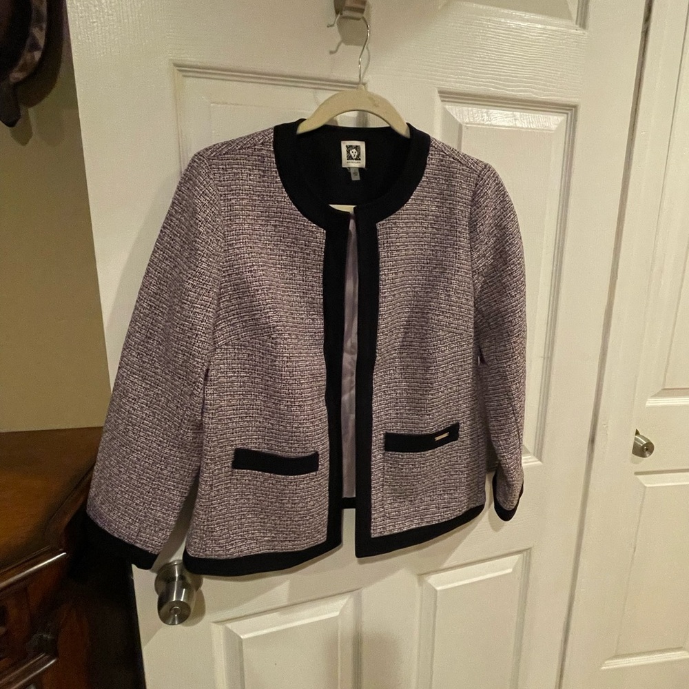 Anne Klein Black and White Textured Blazer